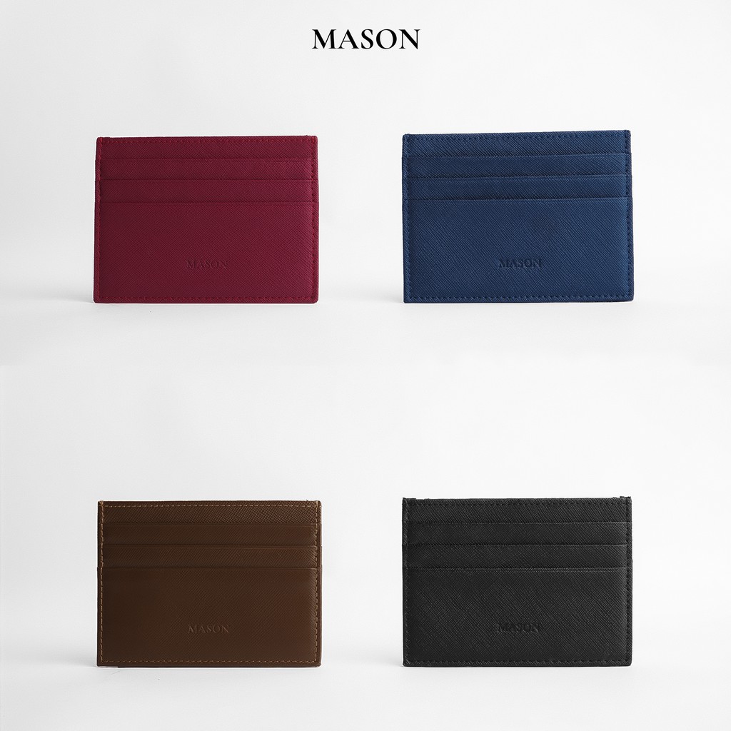 Ví card mini đựng thẻ Card Case da Saffiano nhập khẩu Unisex nam nữ nhỏ gọn cầm tay thương hiệu MASON - M01