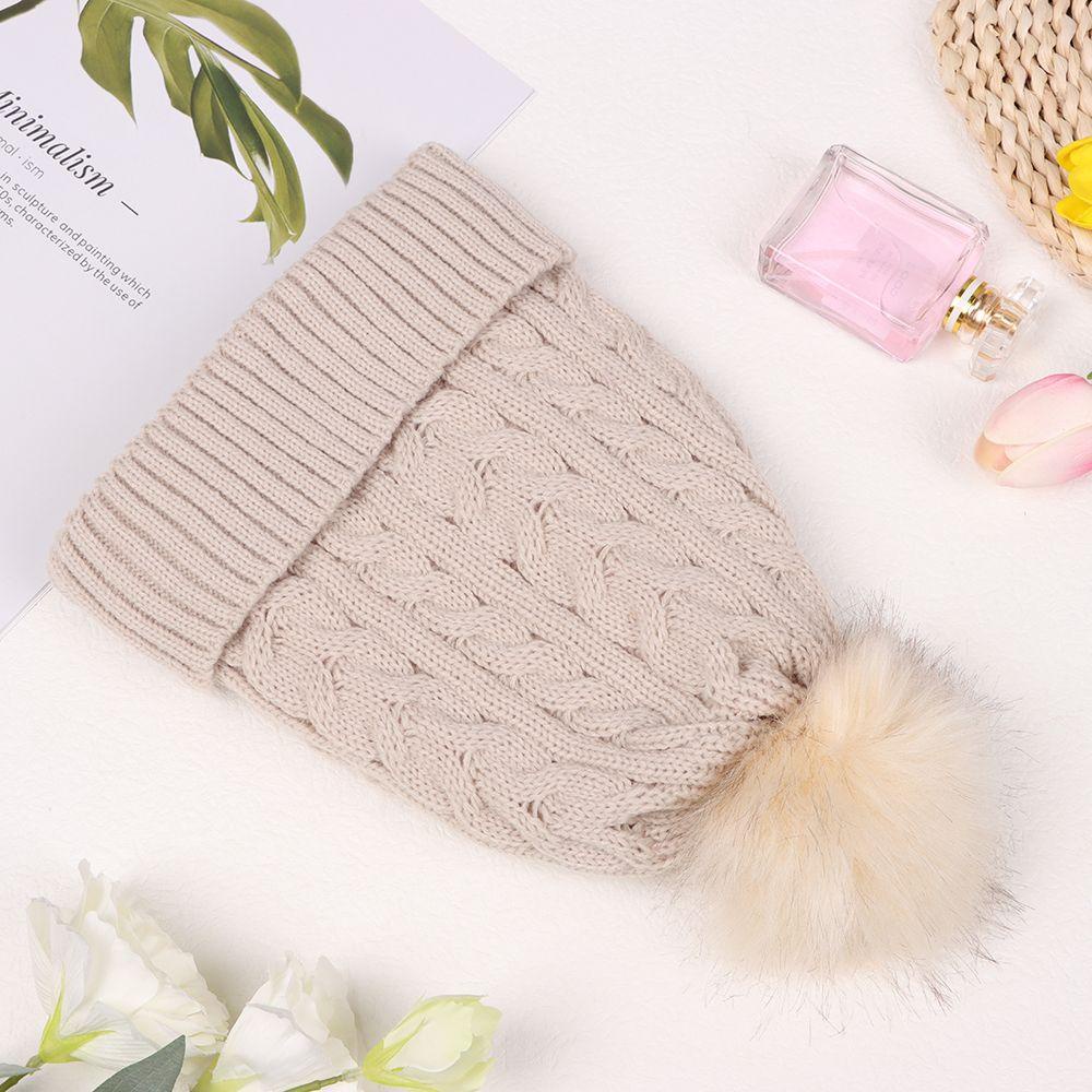 Mũ Len Beanie Đính Quả Bông Thời Trang Cho Nữ
