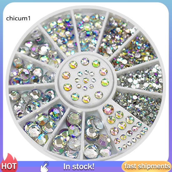 [Hàng mới về] Hộp bánh xe 5 kích cỡ hạt đá trang trí móng tay 3D diy