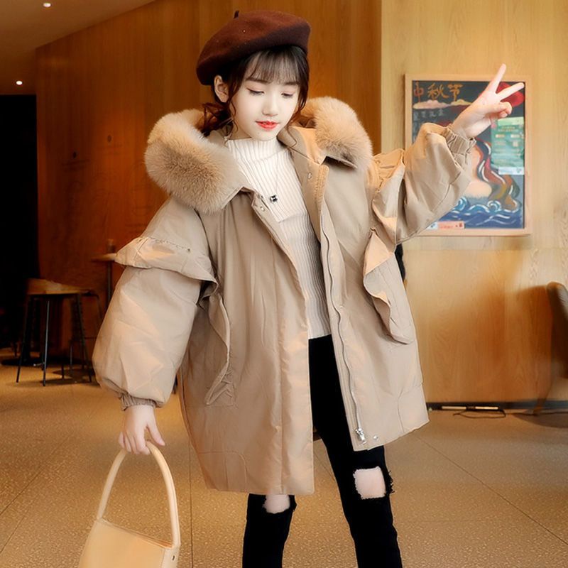 Áo Khoác Đệm Cotton Lót Lông Cừu Dày Dặn Thời Trang Mùa Đông Cho Bé Gái