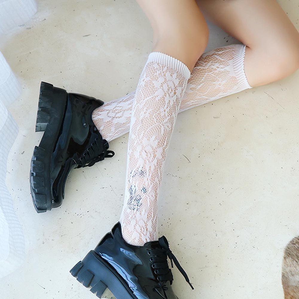 SOMEDAYZL Vớ Dài Qua Gối Xuyên Thấu Họa Tiết Hoa Thời Trang Đường Phố Lolita Dành Cho Nữ
