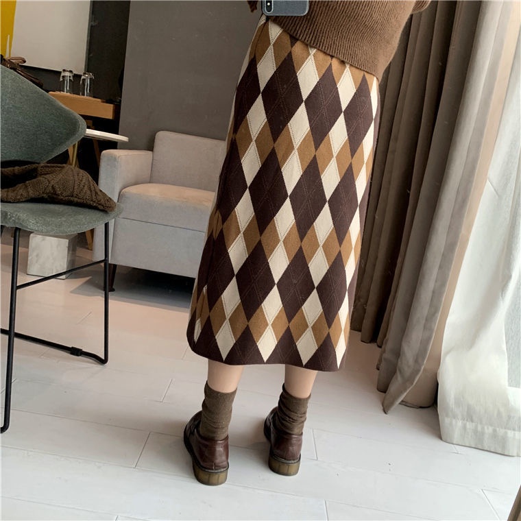 Chân Váy Len Dài Lưng Cao Thời Trang Thu Đông Hàn Quốc 2023 Cho Nữ