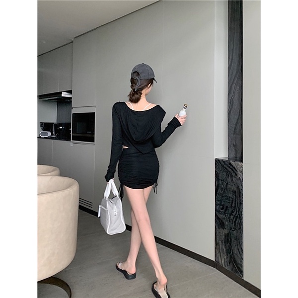 Set áo croptop+chân váy thể thao Ulzzang