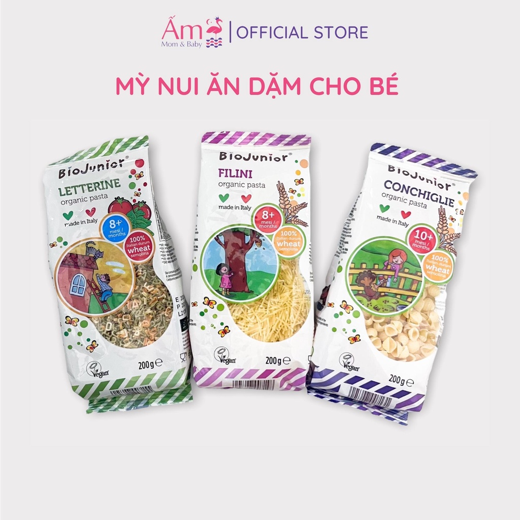 Mỳ Nui Ăn Dặm Hữu Cơ Ấm Baby NK Organic Cho Bé Từ 8 Tháng Giàu Chất Dinh Dưỡng Thực Phẩm Sạch 70G/200G Ấm Gift Decor