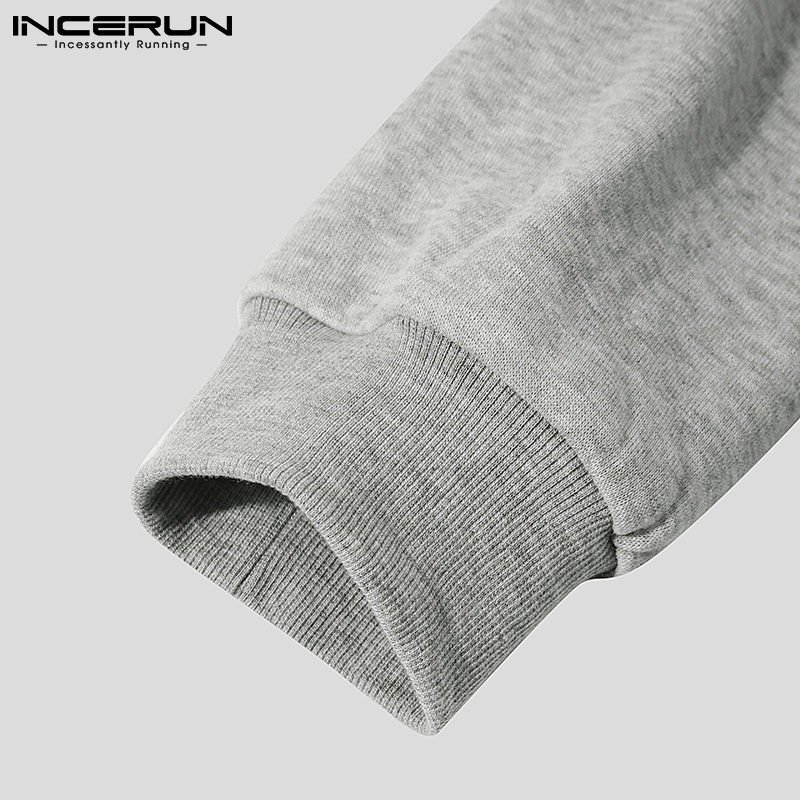 Áo hoodie INCERUN dáng rộng tay dài họa tiết hoa thời trang thu công cho nam