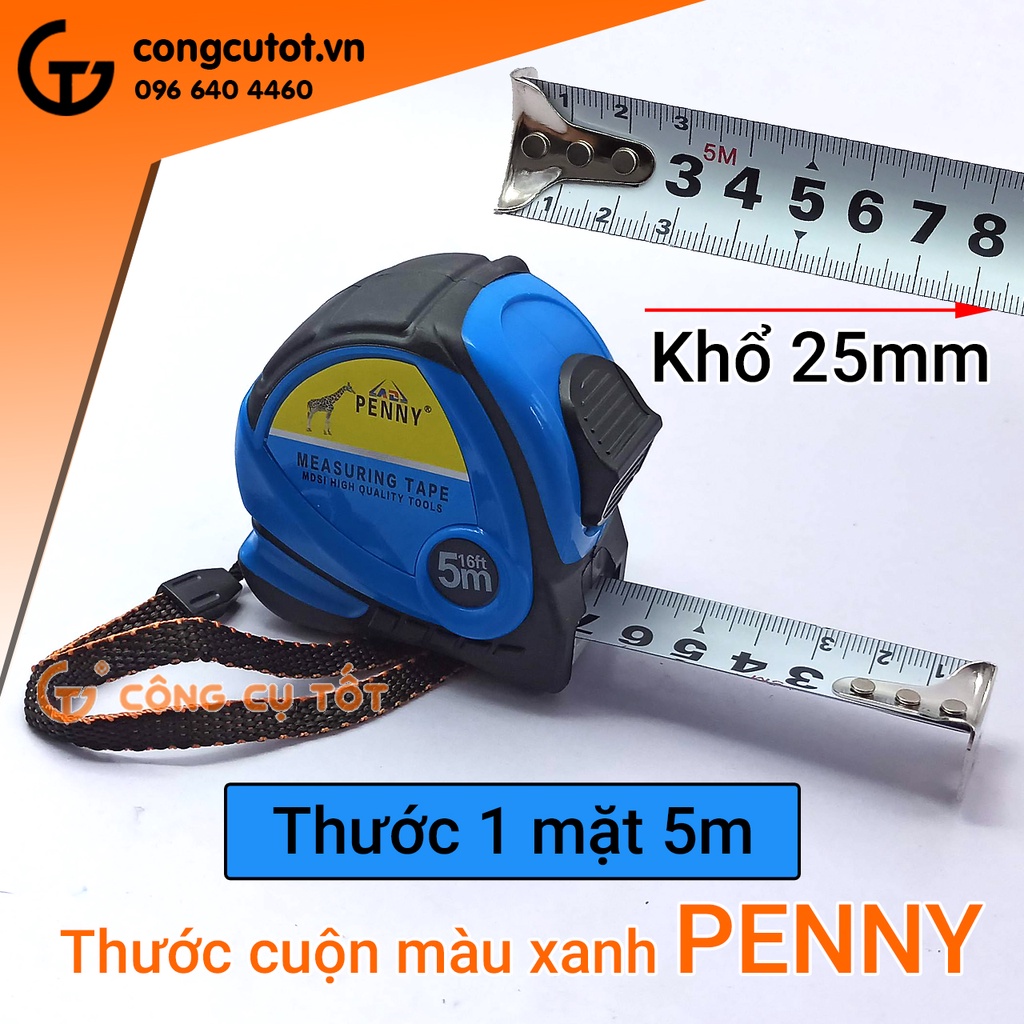 Thước cuộn công trường 5m khổ 25mm bọc cao su chịu va đập