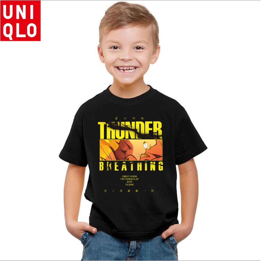 Uniqlo Áo Thun Trắng In Họa Tiết Truyện Tranh Demon Slayer Series 1 Cho Bé