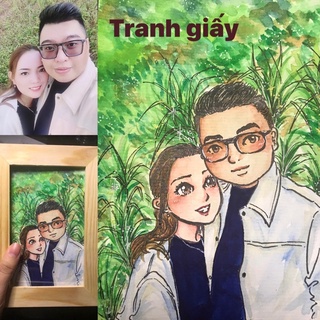 Vẽ Chibi theo yêu cầu màu nước tranh A4,A5,A6