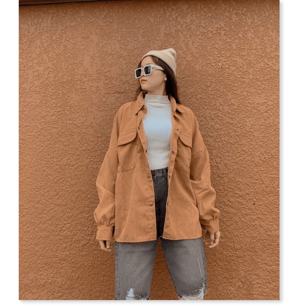 ÁO KHOAC  NỮ CHẤT LIỆU KAKI NHUNG  PHONG CÁCH KIỂU SƠ MI THỜI TRANG