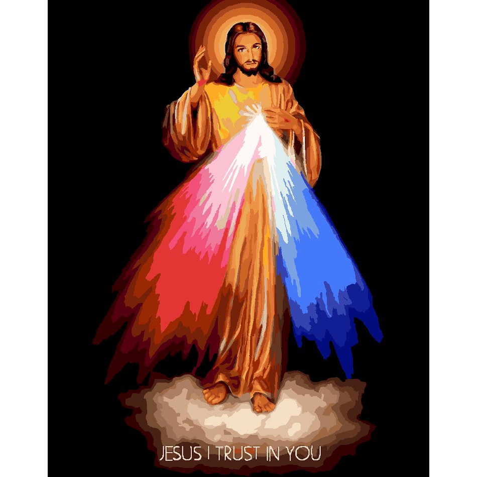 Tranh 40*50cm đã căng khung - THIÊN CHÚA - Tranh sơn dầu số hóa tự tô màu theo số