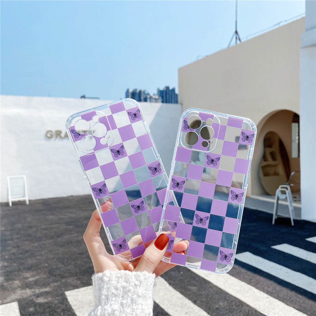 Soft Plastic Phone Cases Cute Couple cartoon butterfly transparent Case suitable for iPhone12 mini 11 PRO MAX 7/8plus SE2020 X/XS XR XSMAX