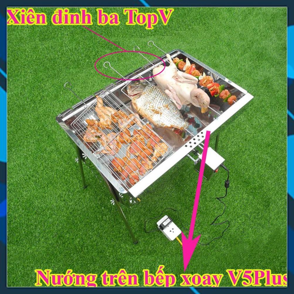 Que đinh ba nướng thịt 54cm, phù hợp bếp CỠ LỚN, xiên nướng gà vịt cá, Inox cao cấp, không gỉ