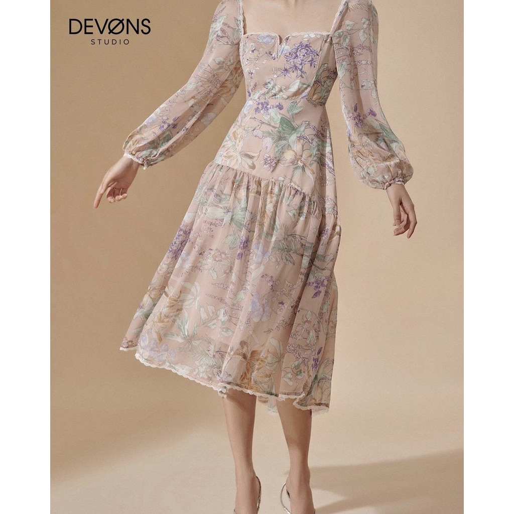 Đầm dài dáng xòe họa tiết in hoa Tuscany Dress  - DEVONS STUDIO
