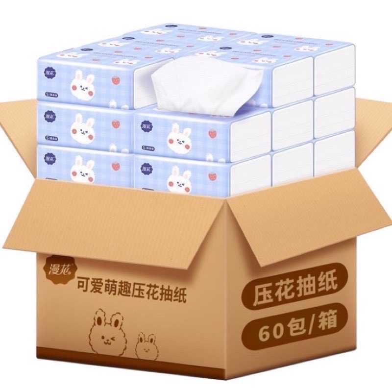 THÙNG 40 GÓI GIẤY ĂN HÌNH THỎ SIÊU DAI - GIẤY ĂN RÚT HÌNH THỎ HÀNG NỘI ĐỊA TRUNG