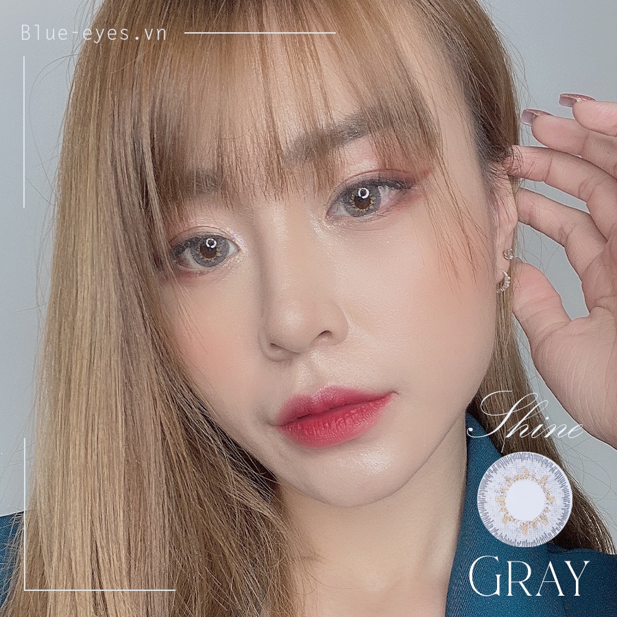 Lens Hàn Quốc Blue Eyes - SHINE GRAY  -  Lens cận thời trang màu xám tây có viền -  Lens Made in Korea