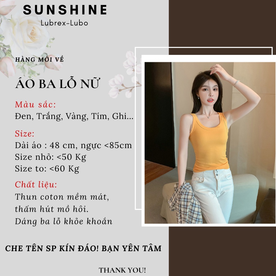 Áo ba lỗ khoét vai dáng dài chất liệu thun tăm mặc mềm mịn mát SUNSHINE