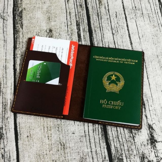 Ví đựng passport da bò, bao đựng hộ chiếu da bò thật 100% handmade Zachi PP526