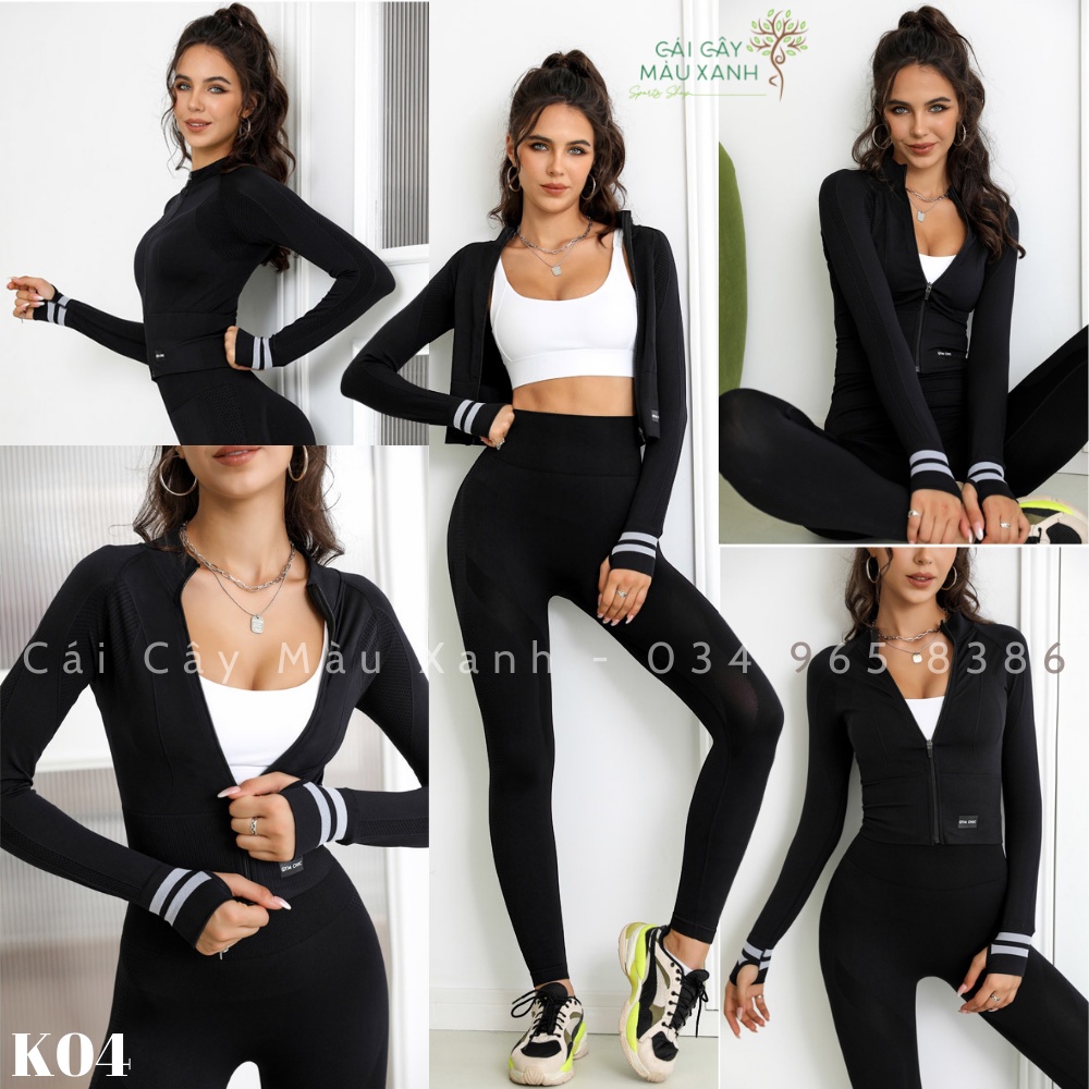 Áo Khoác Thể Thao GC Dáng Croptop Tay Dài