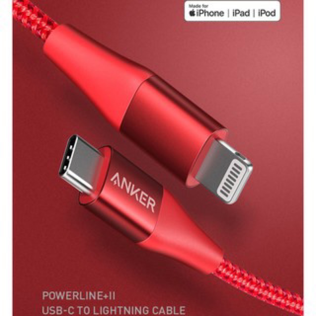 Cáp sạc nhanh dây dù PD ANKER A8653 PowerLine +II Type C to Lightning 1.8m Cho iPad IP 12 11 Pro max 6 7 8 plus X XS MFI