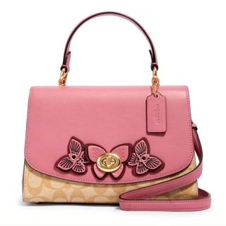 Sale túi Coach Tily da thật pha canvas sang chảnh, 3 ngăn