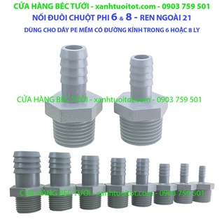 Bộ 20 cái nối đuôi chuột 10 - dùng cho ống pe mềm 10 - ren ngoài 21
