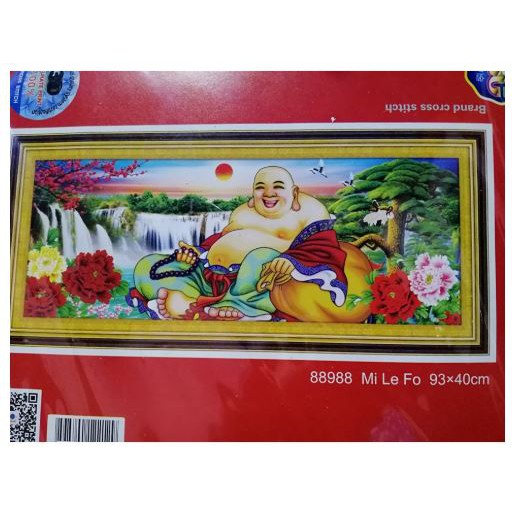 Tranh thêu chữ thập Phật di lạc 88988 (93 x 40 cm)