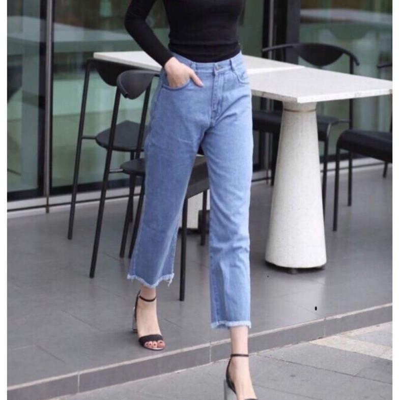 Quần Jean Nữ Lưng Cao Baggy Ống Rộng ĐPFS - ÁO THUN TRƠN