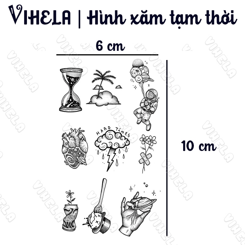 Hình xăm dán tạm thời MAGIC TATTOO chống nước lên hình ngay VIHELA MD SD DM N2