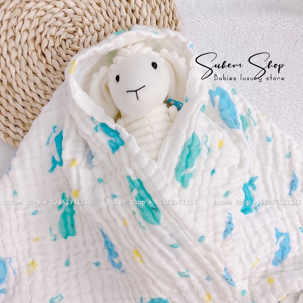 Khăn Tắm Xô Nhăn 6 lớp Xuất Nhật Cực Đẹp Loại To Cho Bé