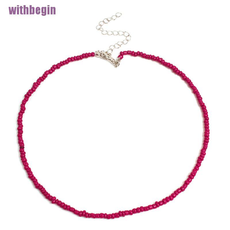 Vòng Cổ Choker Handmade Đính Hạt Màu Sắc Cầu Vồng Phong Cách Bohomian