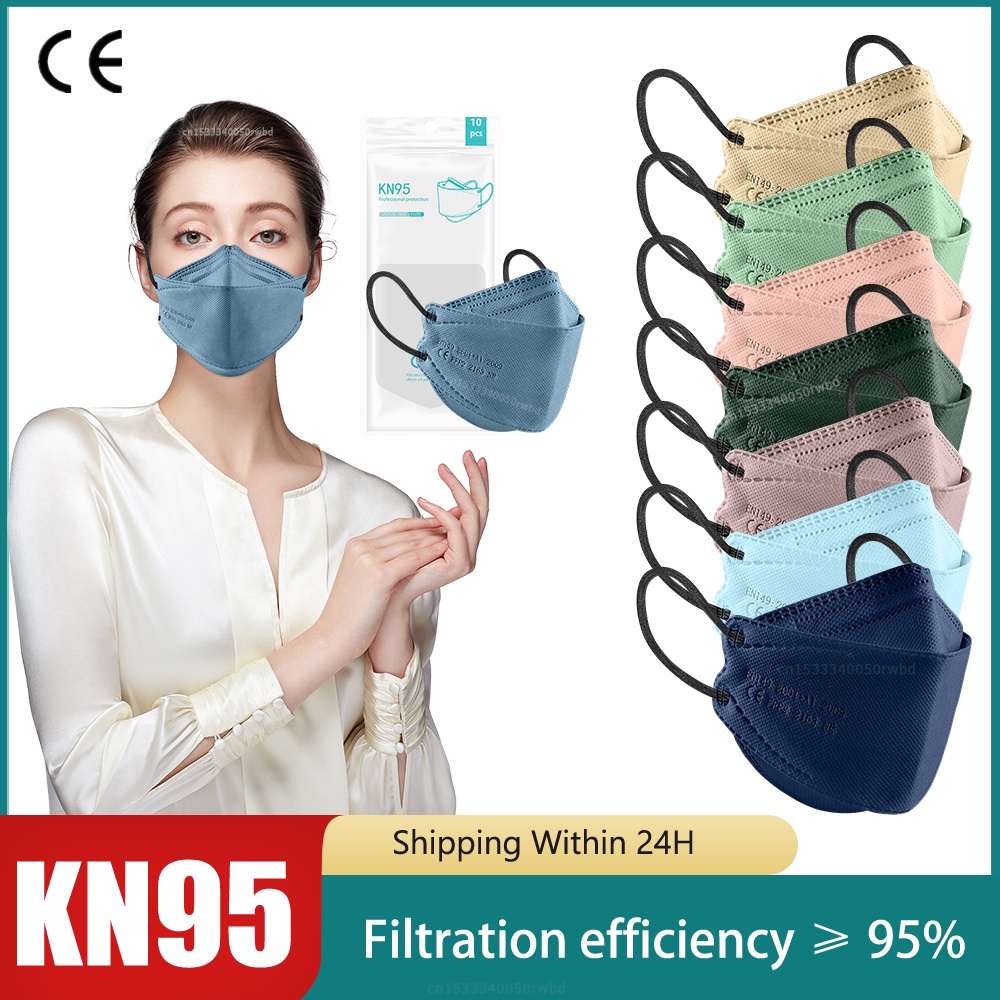 Set 10/20/30/50 Khẩu Trang Kn95 4 Lớp Chống Bụi FFP2 CE Phong Cách Hàn Quốc Dành Cho Người Lớn