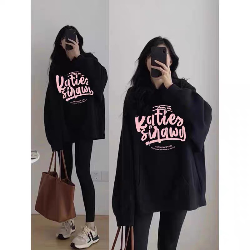 Áo Hoodie Nữ Nỉ Ngoại Form Rộng Nam Nữ Unisex Dáng Oversize Hình In KATIES