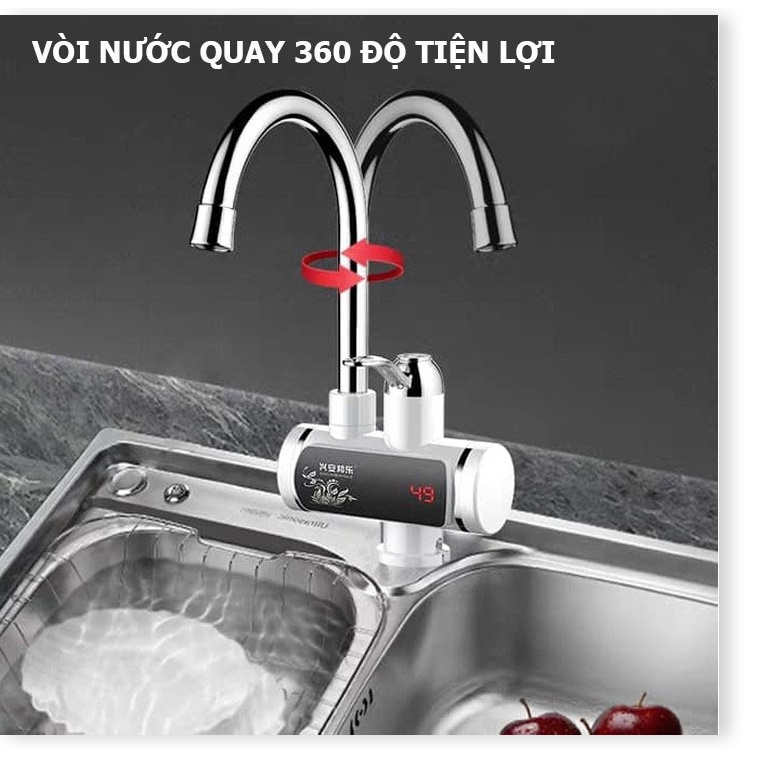 Vòi Nước Nóng Trực Tiếp Gắn TườngChống giậtlàm nóng trực tiếp tại vòi, tiết kiệm điện và nước, có Rơ-le chống giật a