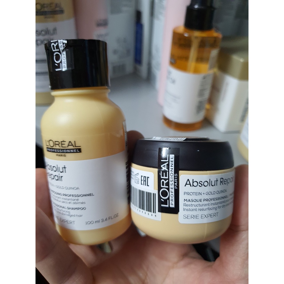 Bộ gội hấp du lịch Absolut repair Loreal 100ml + 75ml