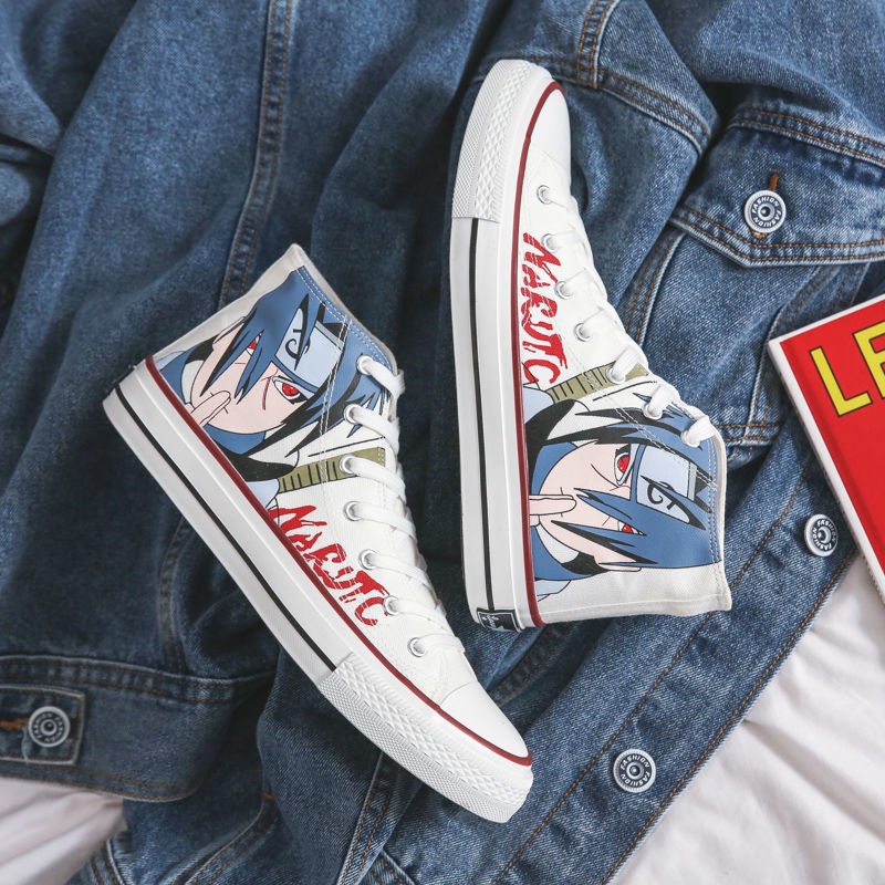 Giày Thể Thao Canvas Cổ Cao In Hình Naruto Thời Trang Cho Nam