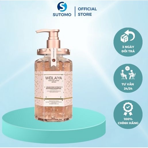Sữa tắm trắng da weilaiya tắm trắng, dưỡng ẩm chống lão hóa giảm mụn lưng hương nước hoa với tinh chất hoa hồng damask