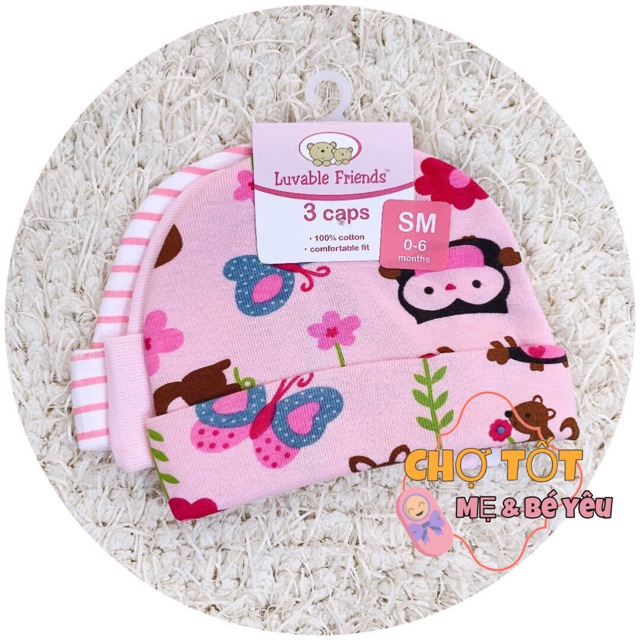 [HÀNG THÁI ĐẸP] SET 3 NÓN SƠ SINH 0-3 THÁNG (3 SIZE)