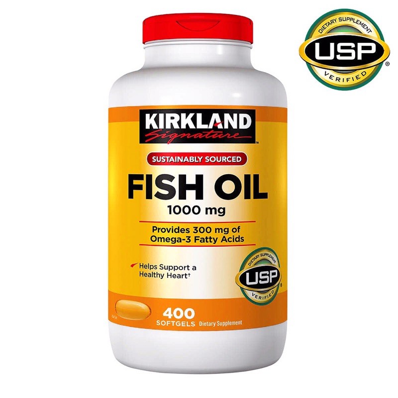 (Air 12/23 Mỹ) Dầu cá Fish Oil Kirkland 400 viên chính hãng Mỹ