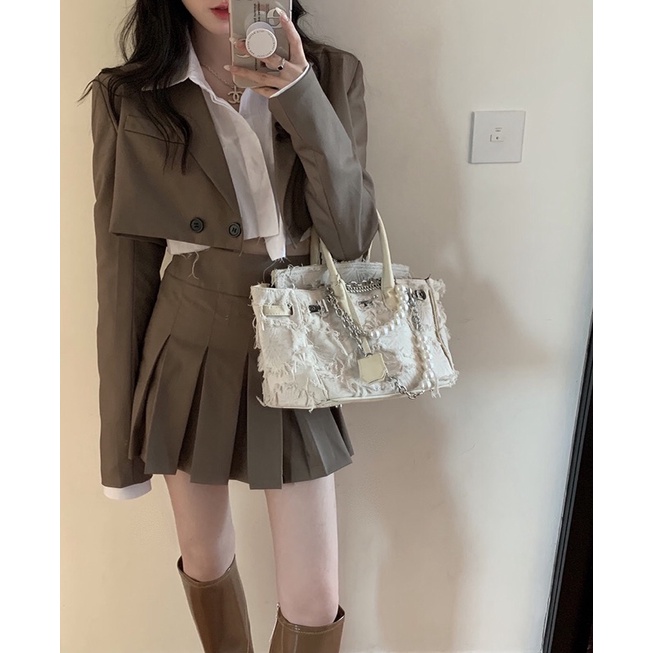 SET ÁO KHOÁC BLAZER DÁNG CROPTOP VÀ CHÂN VÁY TENNIS