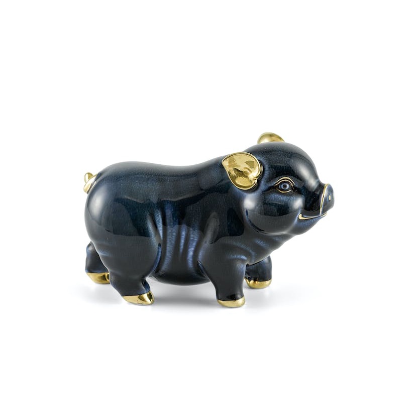 Tượng Heo Tài Lộc Minh Long 9cm màu chỉ vàng