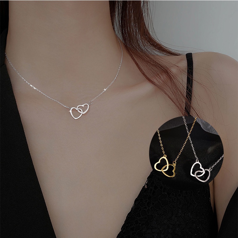 Vòng cổ Mặt Trái Tim Đôi Thời Trang Cho Nữ