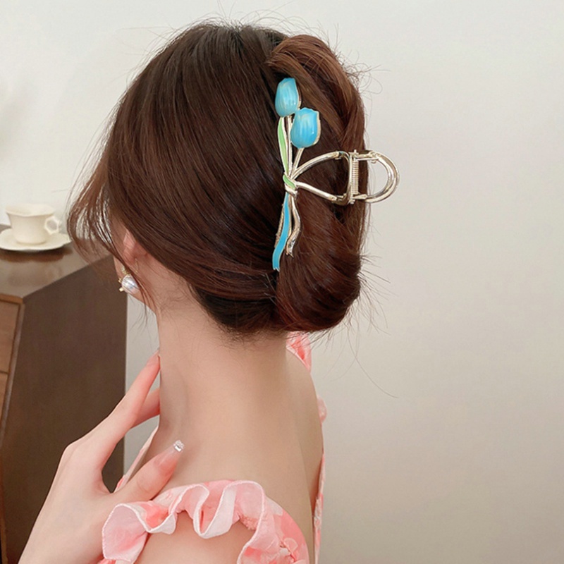 Set 3 Kẹp Tóc Hoa Tulip / Cá Mập / Cá Mập Phong Cách Vintage Ngọt Ngào Cho Nữ