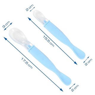 Set 2 thìa ăn dặm đầu silicon cho bé