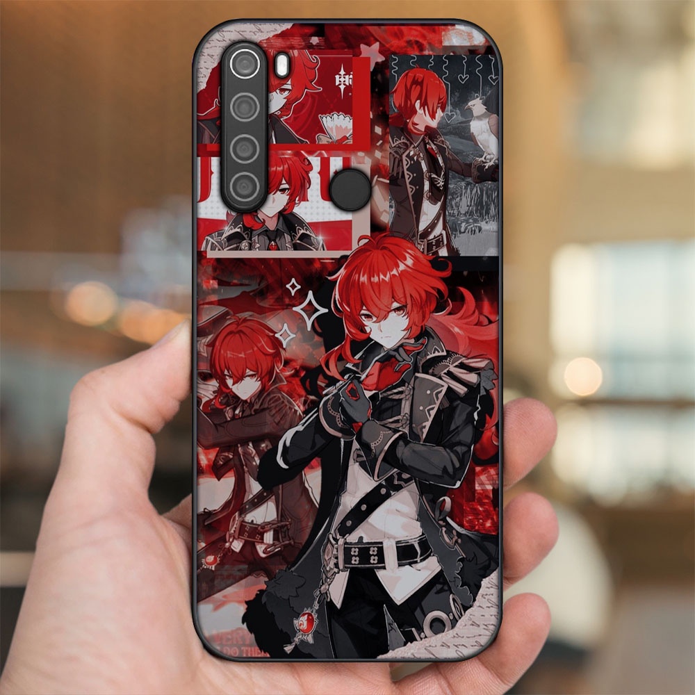 Ốp lưng Xiaomi Redmi Note 8 viền đen in hình Diluc Genshin Impact