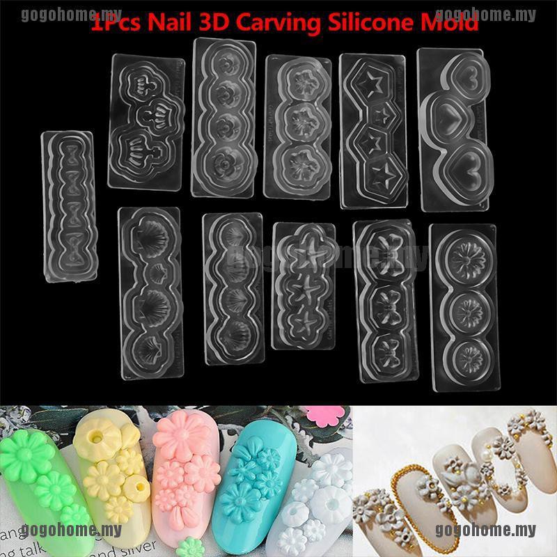 (Hàng Có Sẵn) 1 Khuôn In 3d Trang Trí Móng Tay Bằng Silicone