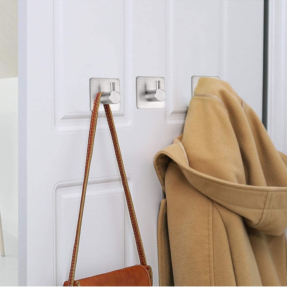 Áo khoác dán tường &amp; Giá treo quần áo tự dính Giá đỡ treo tường bằng thép không gỉ Giá treo chìa khóa Khăn Móc treo Phụ kiện phòng tắm