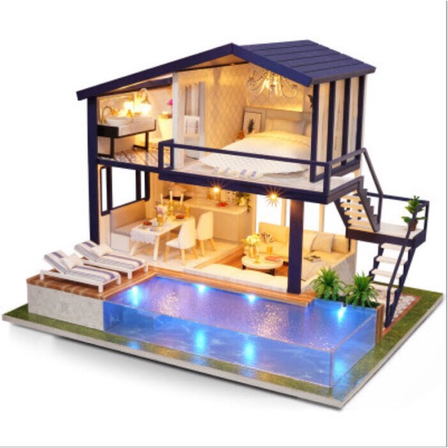 Mô hình nhà gỗ DIY - Biệt thự ven hồ