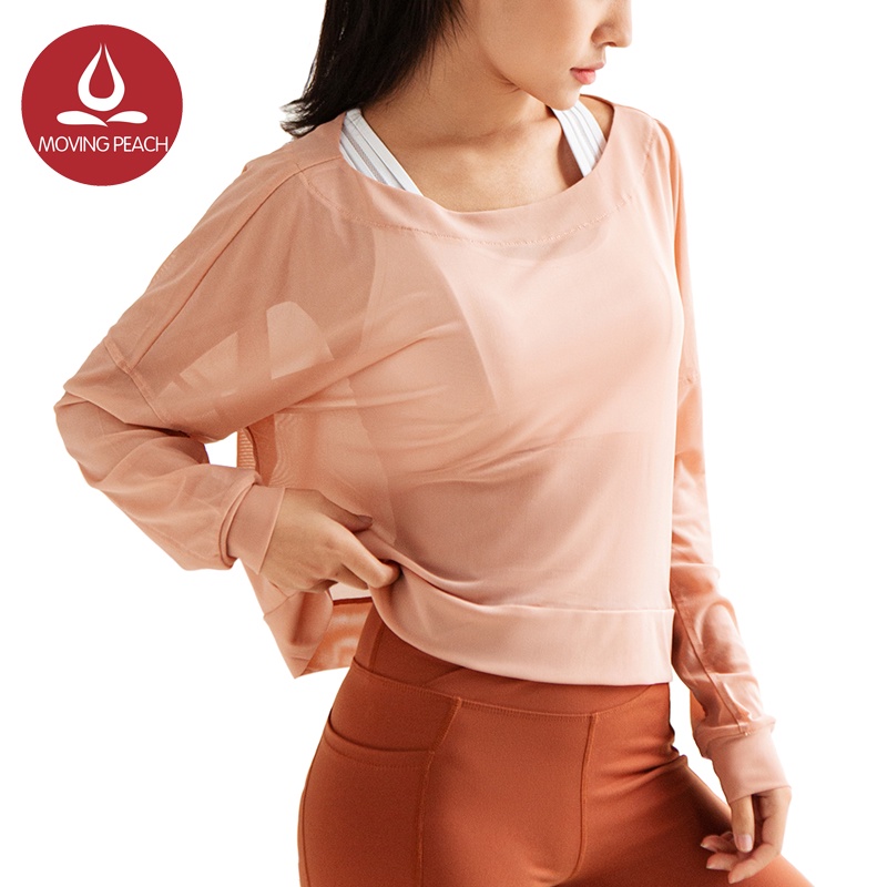 Áo thun khoác ngoài MOVING PEACH FSB tay dài tập yoga/thể dục cho nữ