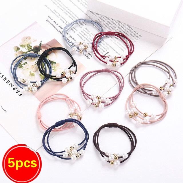 Bộ 5 dây buộc tóc đính hạt lấp lánh dễ thương cho bé gái