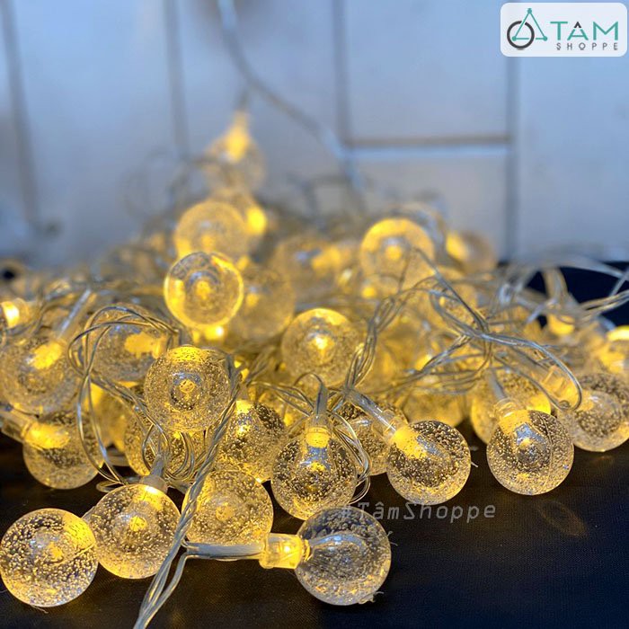 DÂY ĐÈN THÁI LAN TRÁI BI BỌT NƯỚC MÀU VÀNG ẤM 10M